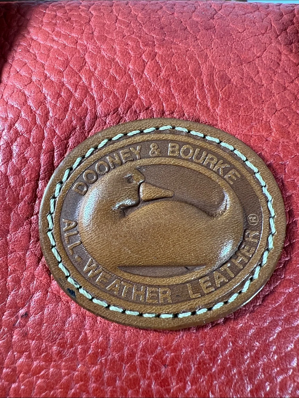 🦆 DOONEY & BOURKE AWL RED PEBBLED SATCHEL WITH TAN TRIM VINTAGE